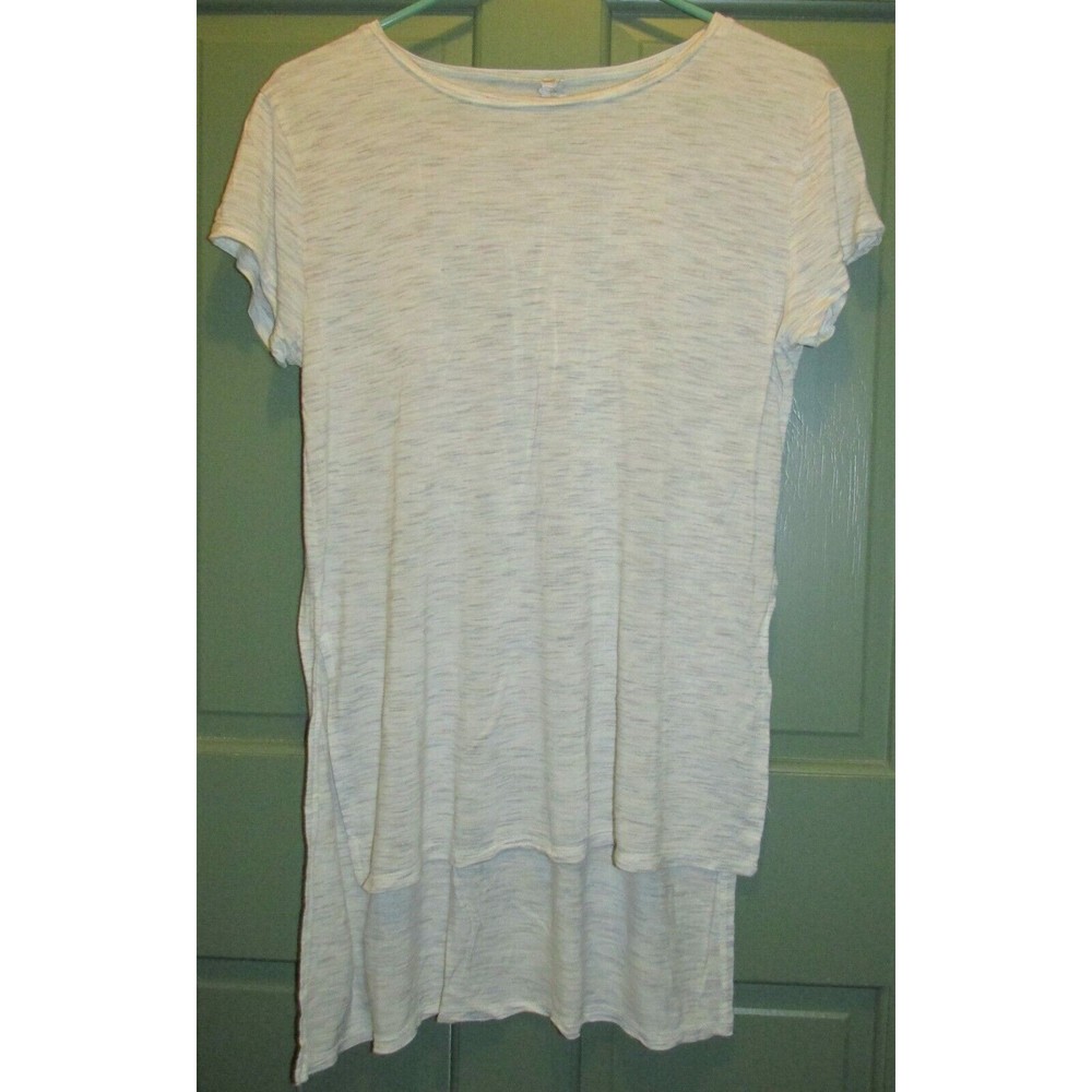JO & CO Women's Multicolor Hi-Lo Hem Short Sleeve Tunic Pullover Blouse Size L